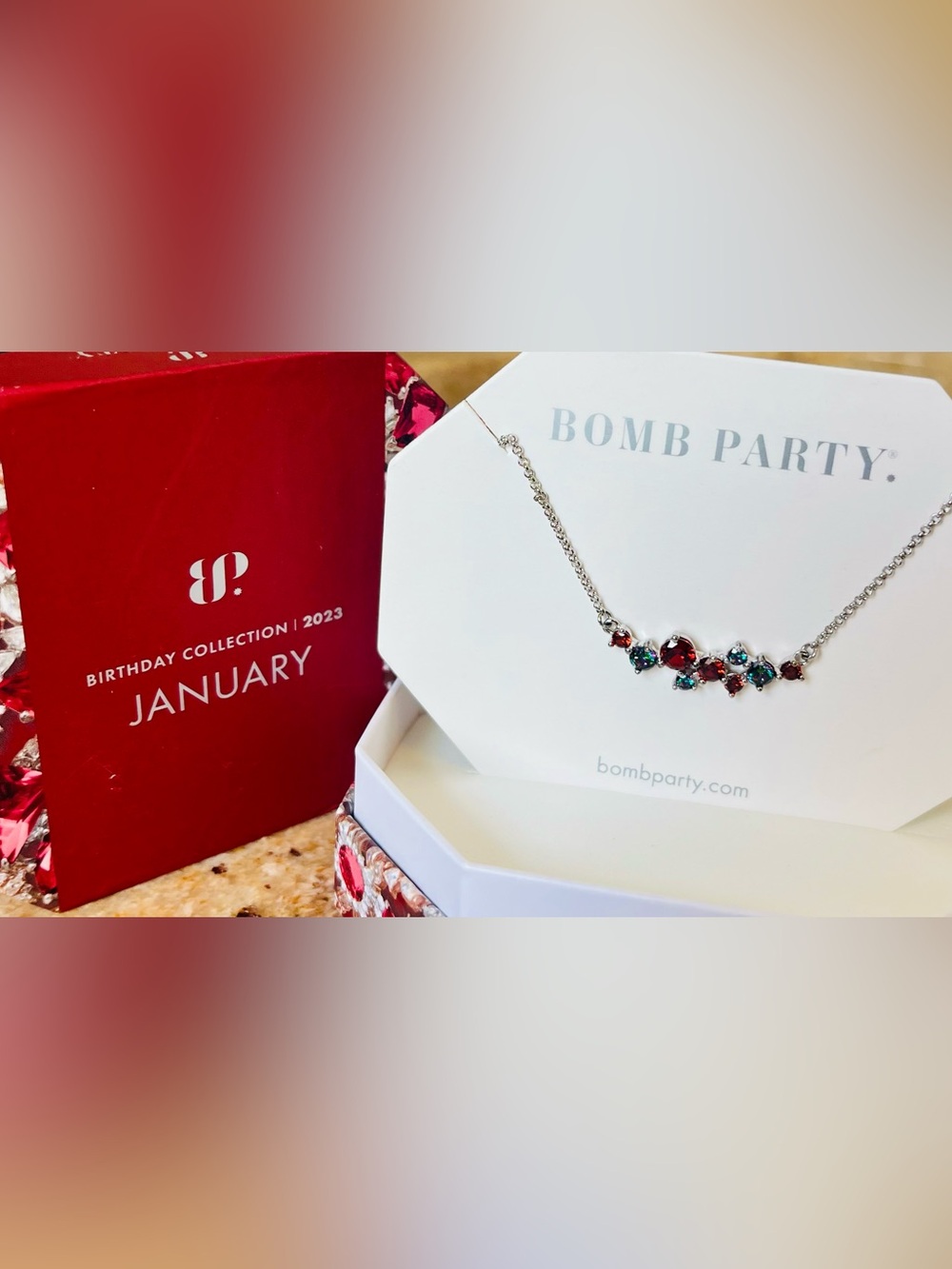 Bomb Party Retro January 2023 Birthday Bold and Brilliant Necklace HTF